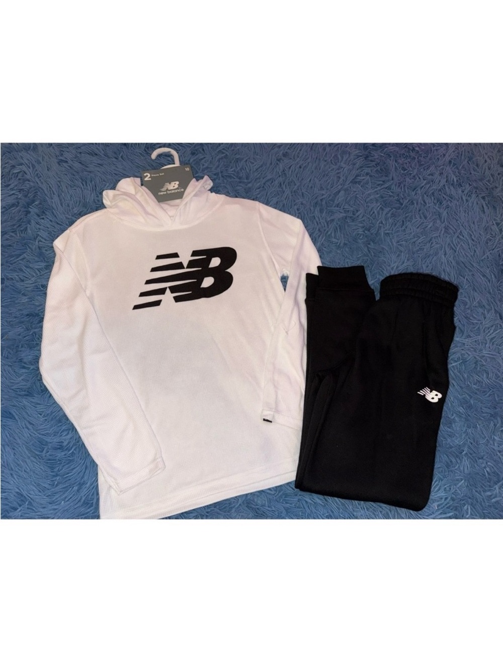 Kids New Balance White Hoodie and Black Joggers Set